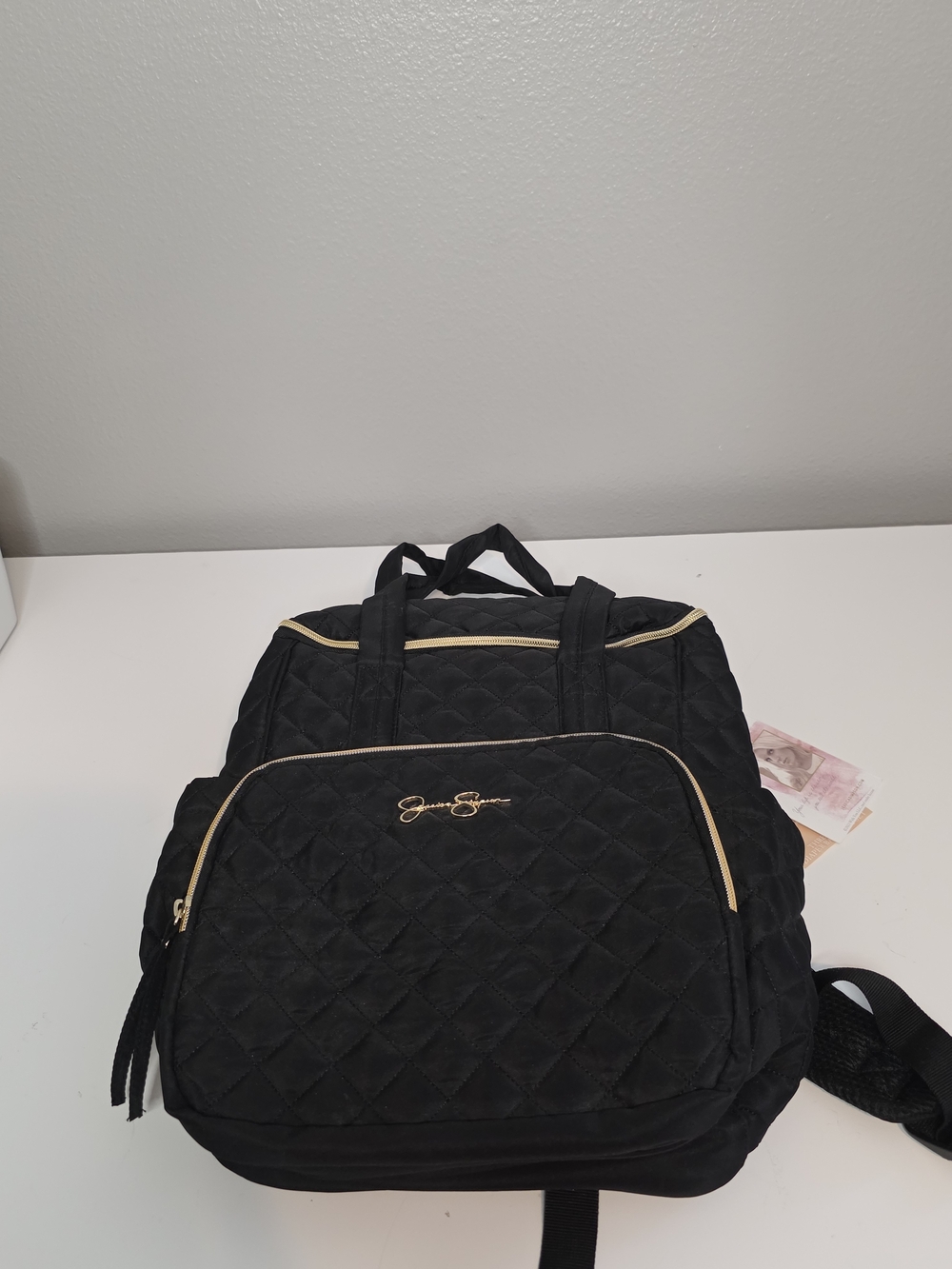 Jessica Simpson Diaper Backpack NWT Black Quilted 3 PC Set Changing Pad Caddy
